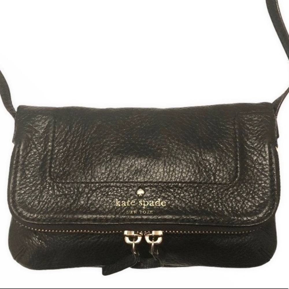 Kate spade black leather mini crossbody bag